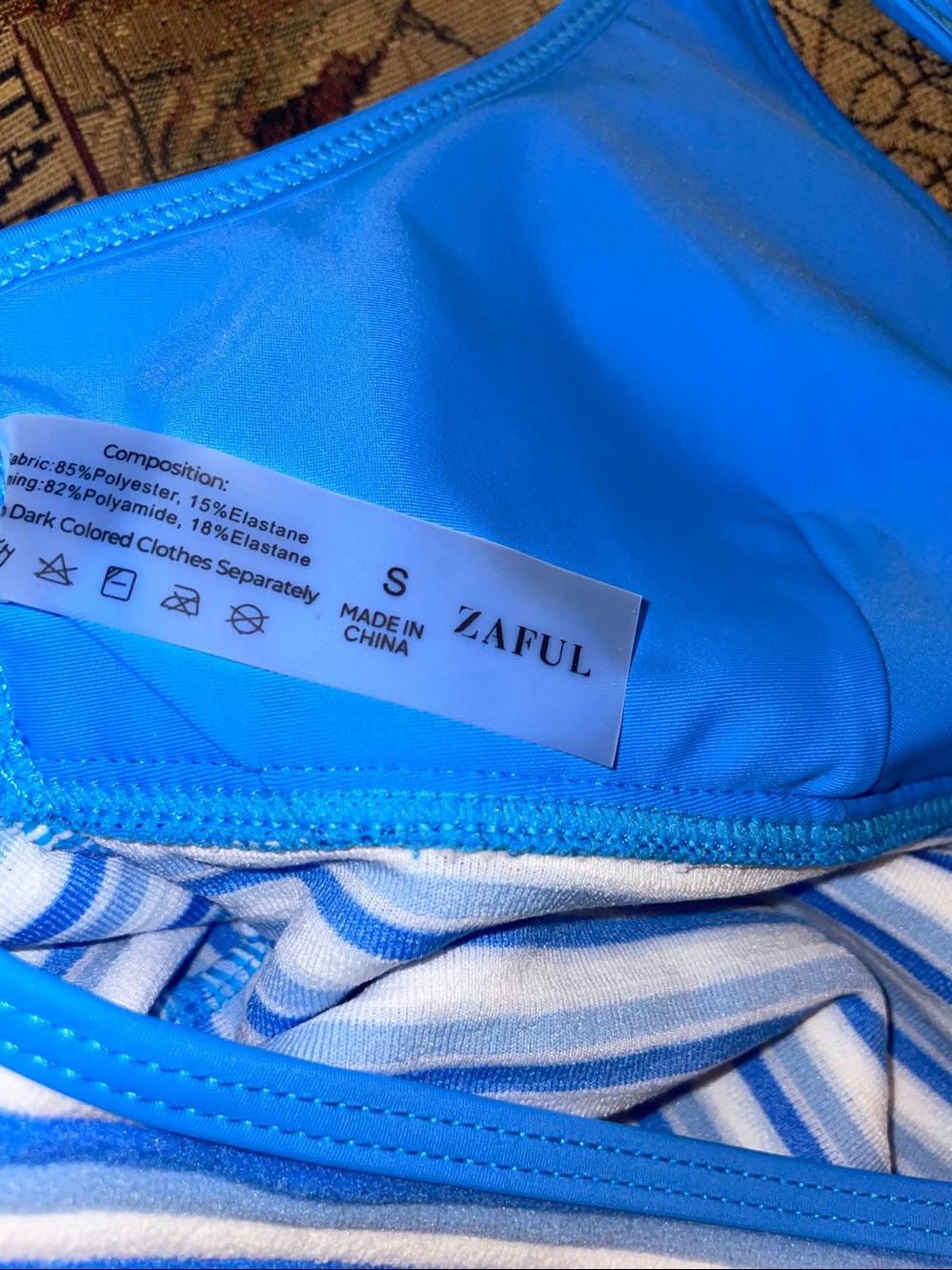Blue & White Striped Two-Piece Swim Set - Picture 4 of 4